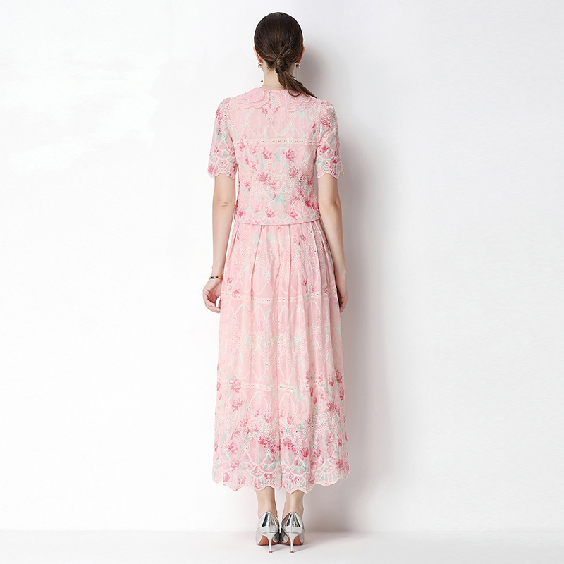 Printing embroidery light luxury slim fashion skirt a set