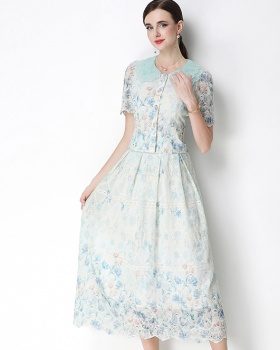 Slim embroidery printing light luxury fashion skirt a set