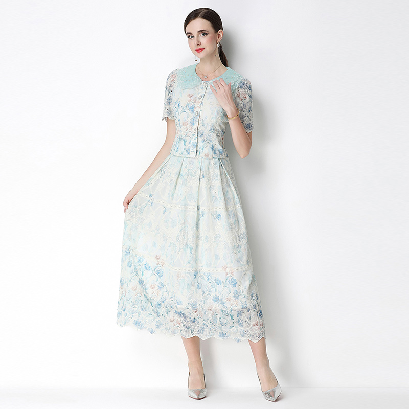 Slim embroidery printing light luxury fashion skirt a set