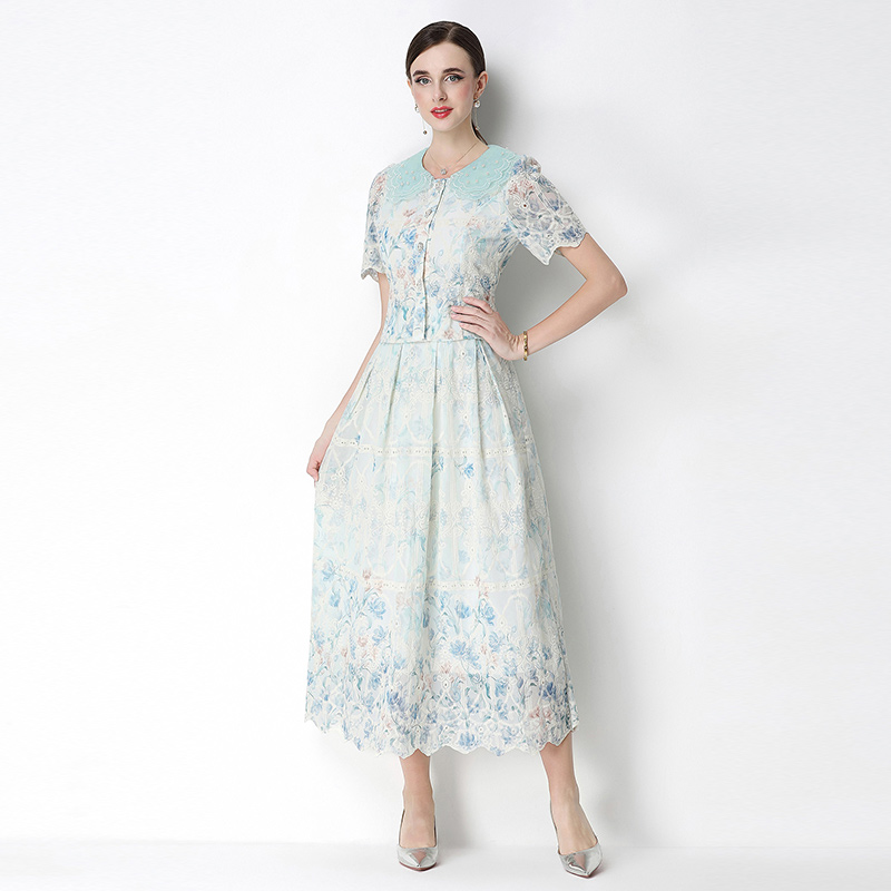 Slim embroidery printing light luxury fashion skirt a set