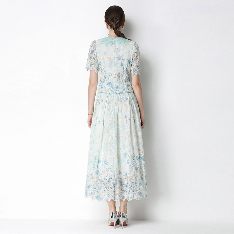 Slim embroidery printing light luxury fashion skirt a set