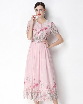 Slim light luxury fashion printing embroidery dress