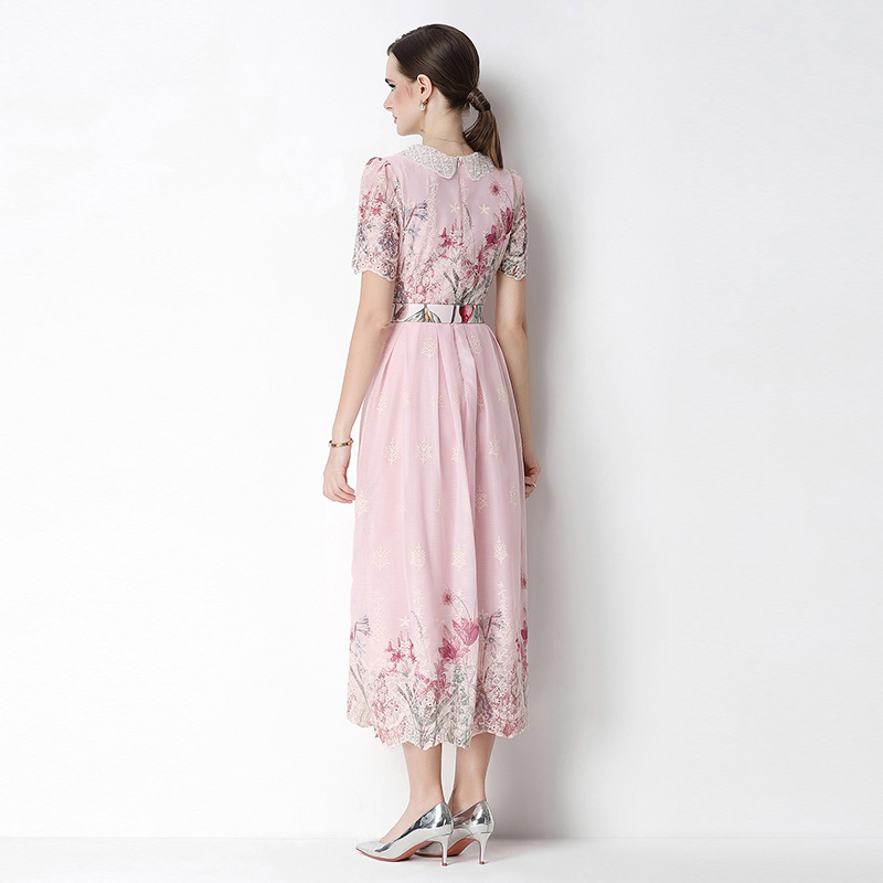 Slim light luxury fashion printing embroidery dress