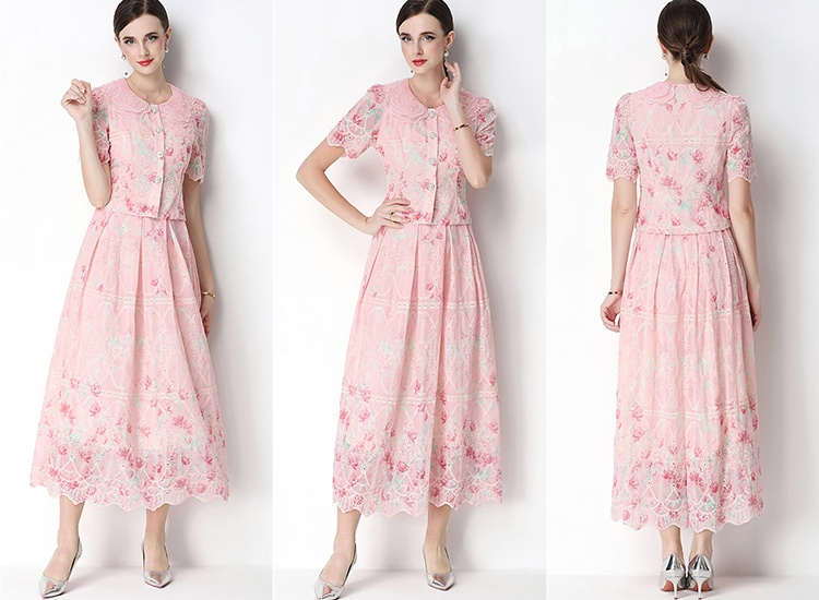 Light luxury embroidery fashion slim printing skirt a set