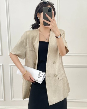Thin short sleeve summer coat apricot Casual tops