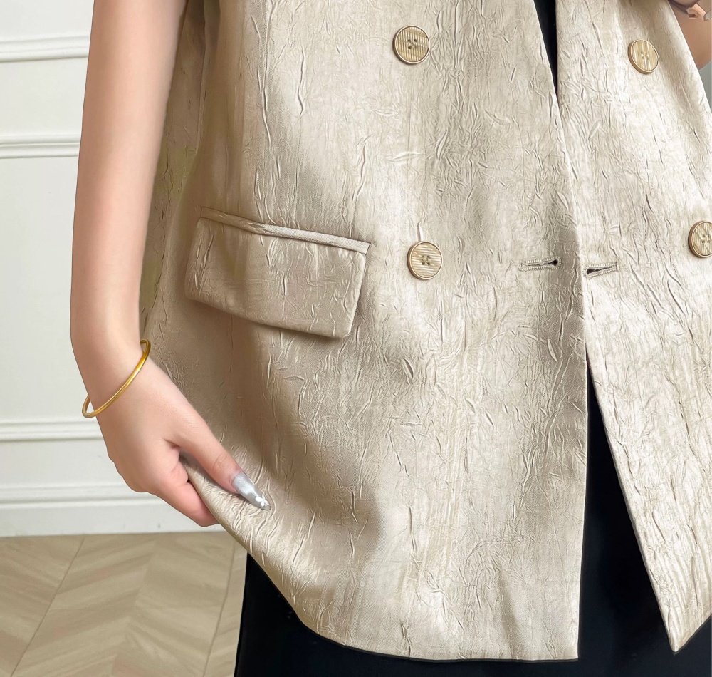 Thin short sleeve summer coat apricot Casual tops