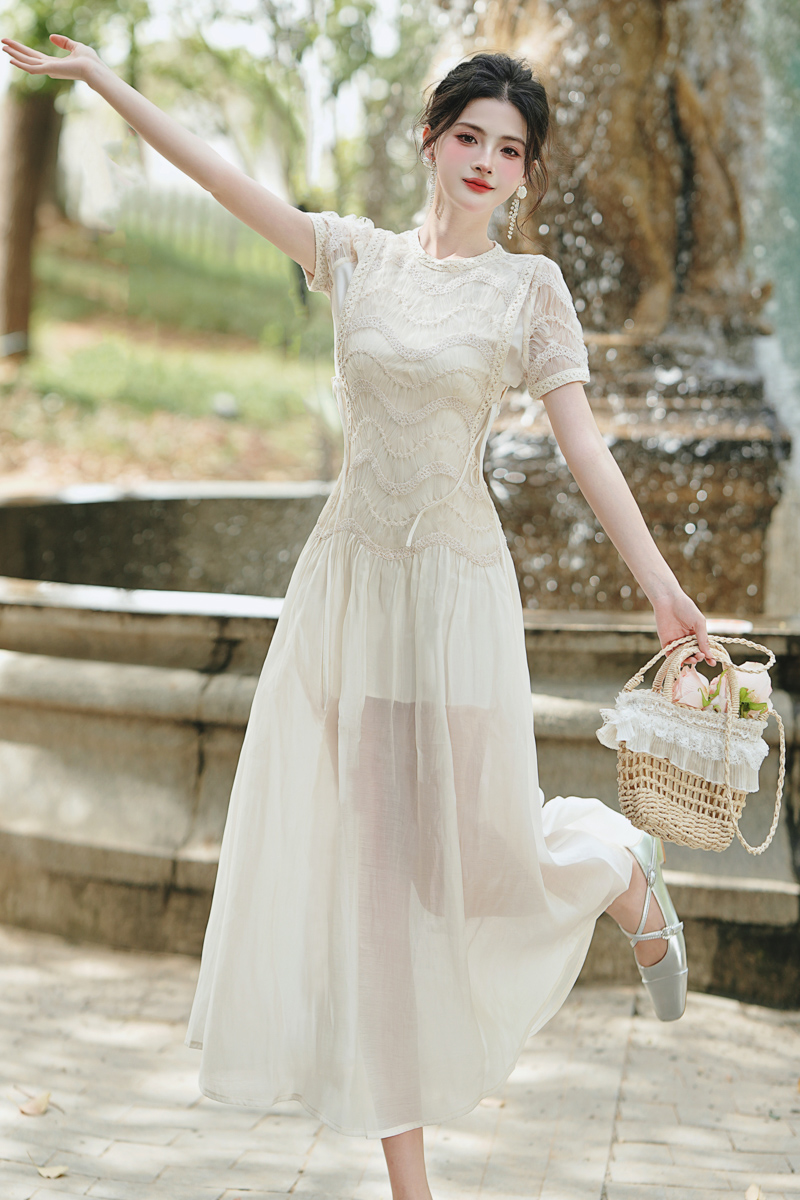 Temperament summer slim lace France style dress
