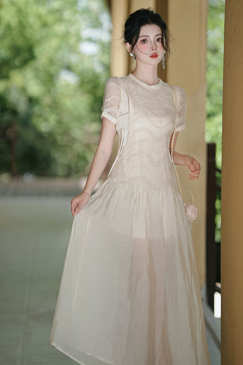 Temperament summer slim lace France style dress