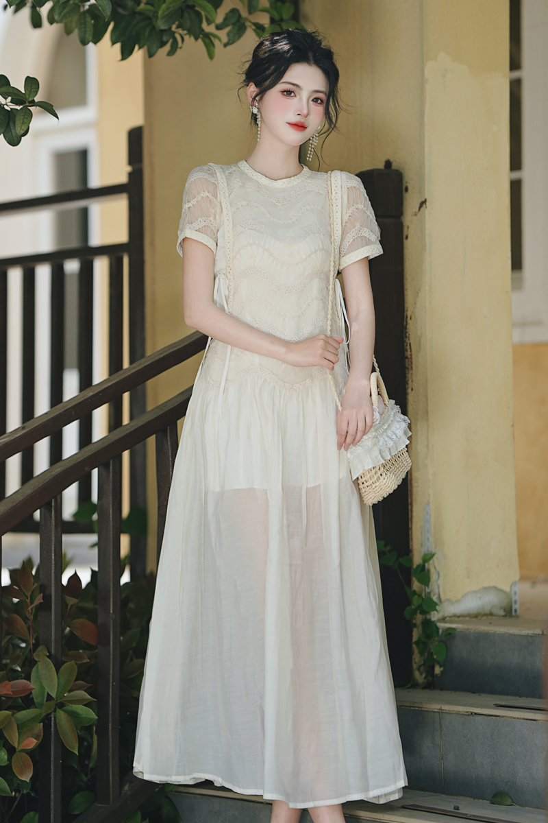 Temperament summer slim lace France style dress