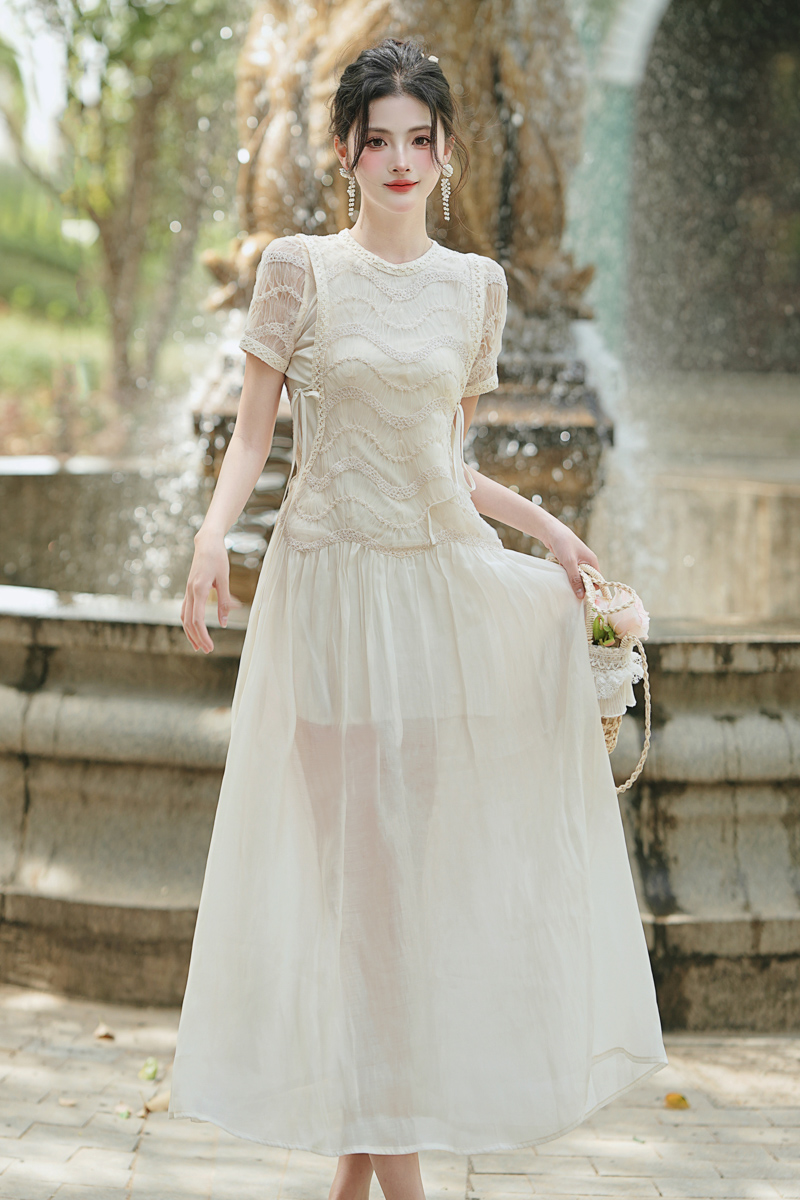 Temperament summer slim lace France style dress