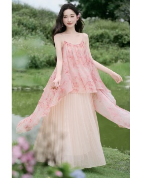 Sling vacation blooming floral seaside dress