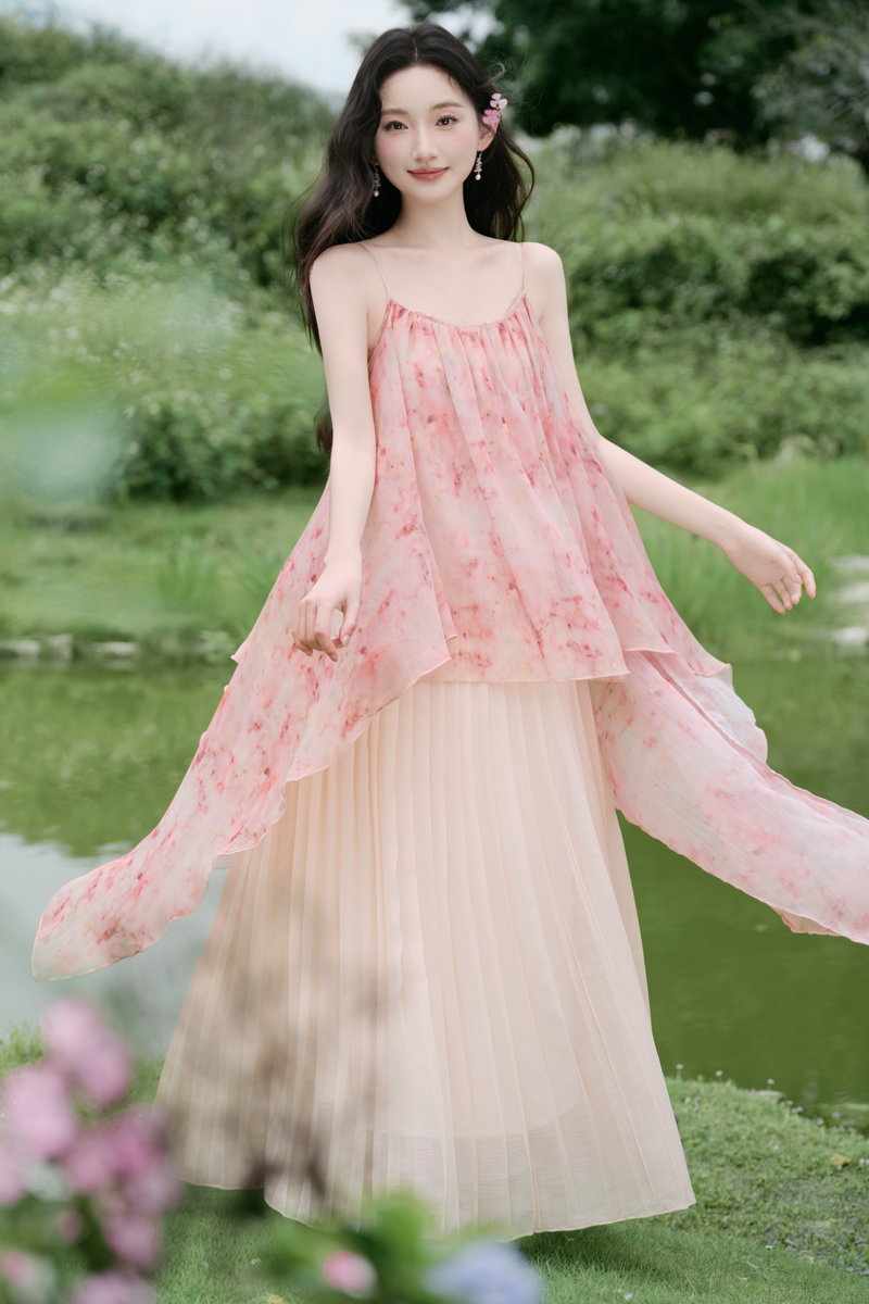 Sling vacation blooming floral seaside dress