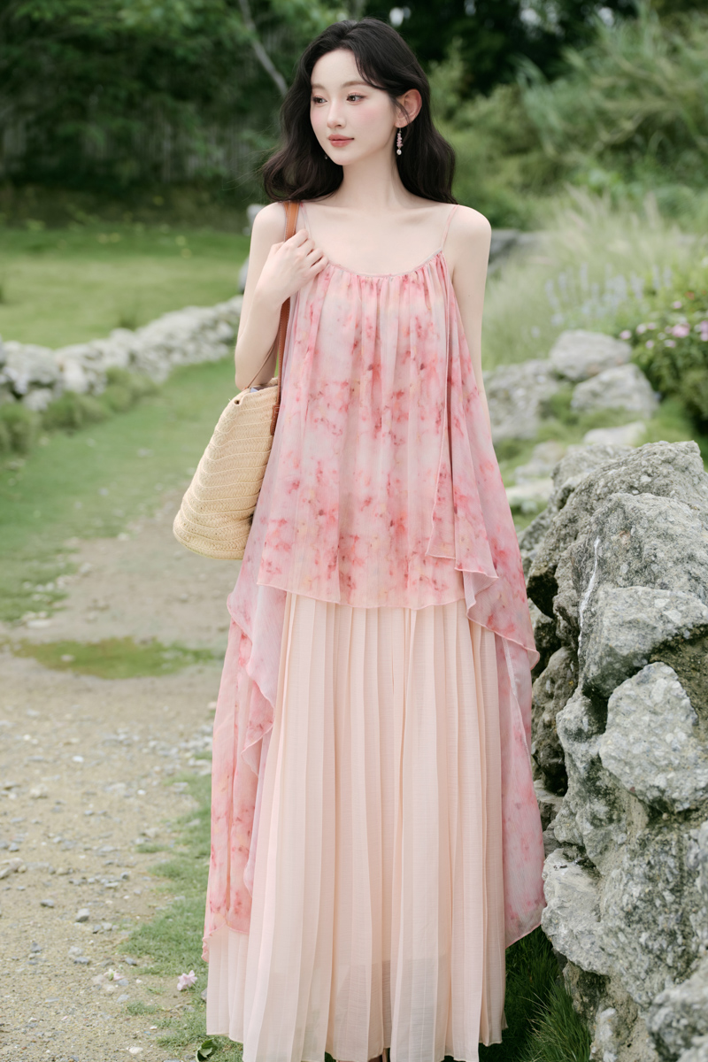 Sling vacation blooming floral seaside dress