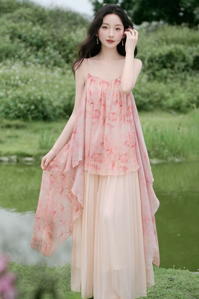 Sling vacation blooming floral seaside dress