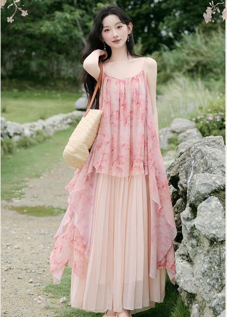 Sling vacation blooming floral seaside dress