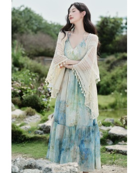 Printing national style shawl sling cardigan