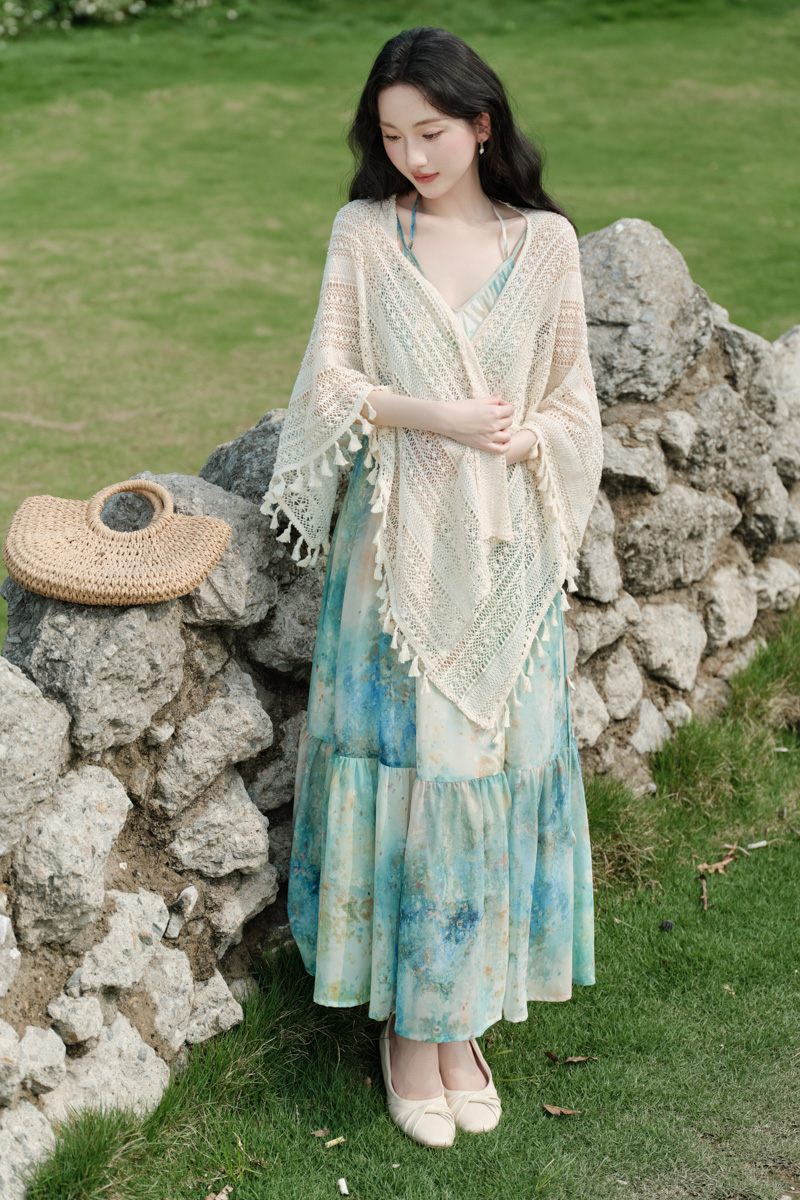 Printing national style shawl sling cardigan