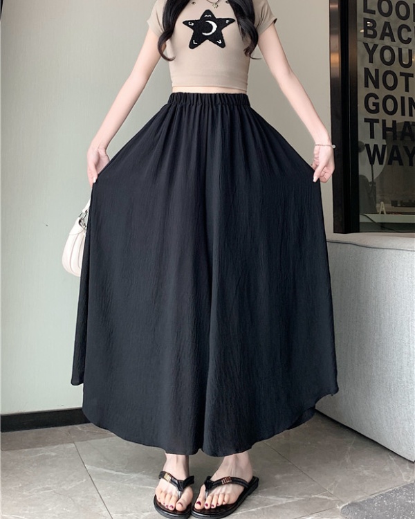 A-line fold high waist wide leg pants long fat skirt