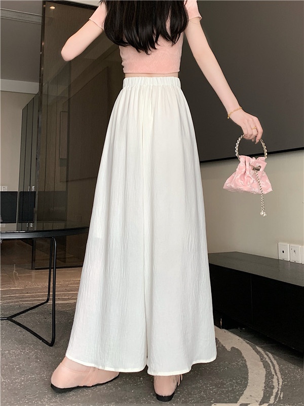 A-line fold high waist wide leg pants long fat skirt