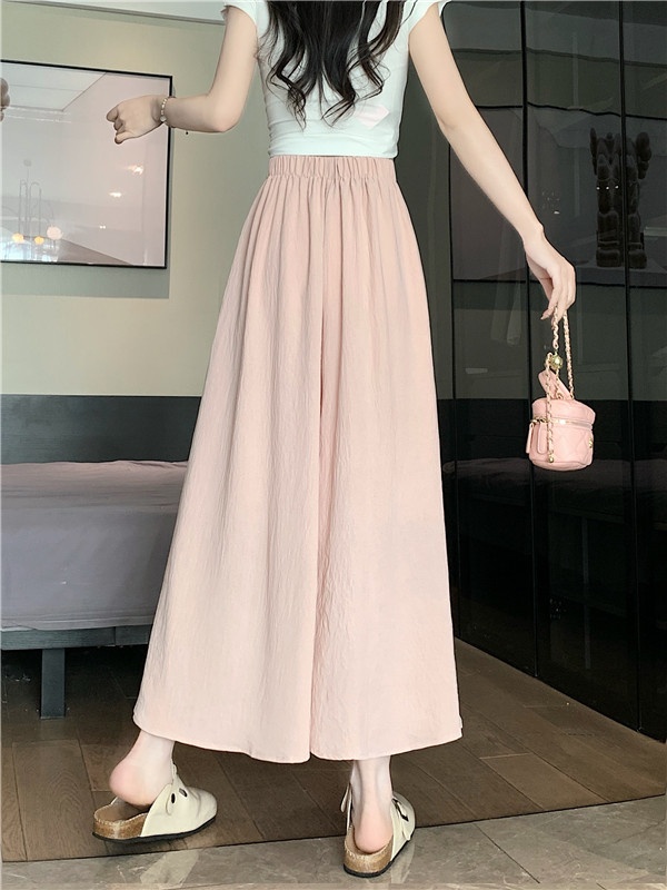A-line fold high waist wide leg pants long fat skirt