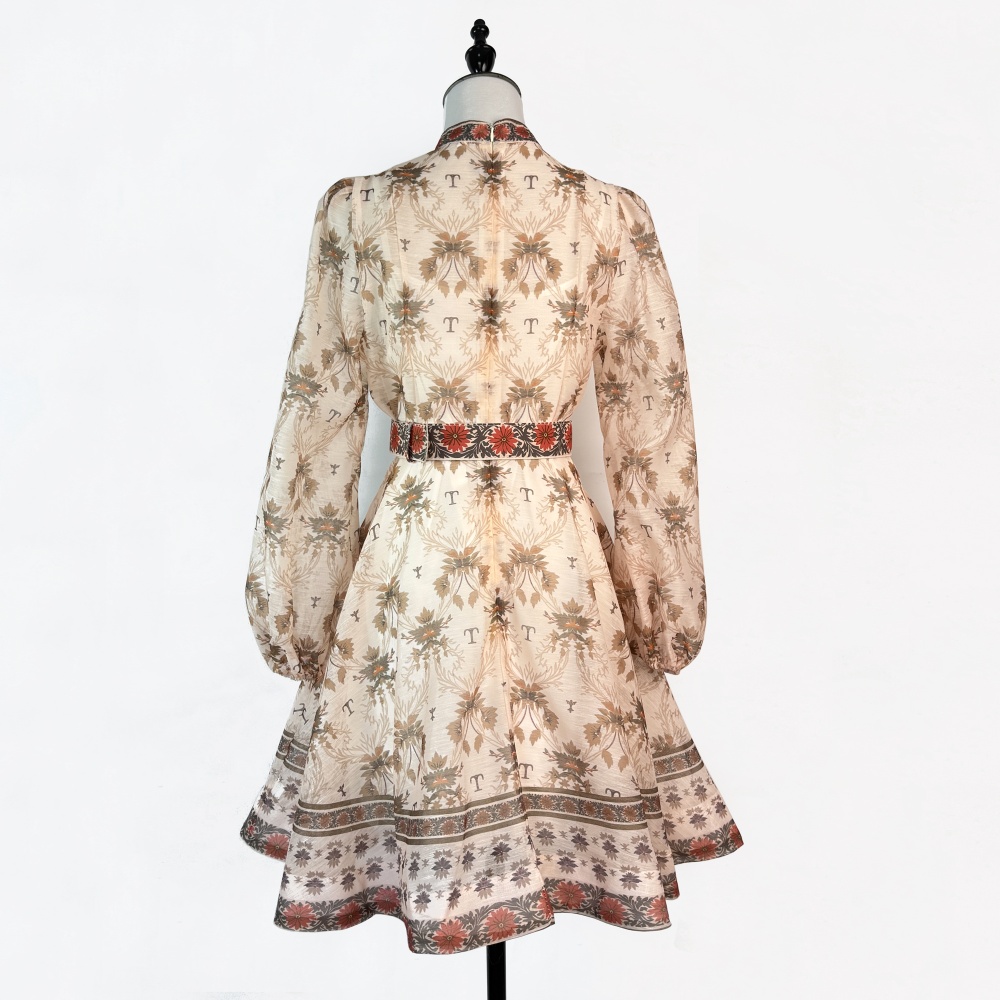 Cstand collar dress T-back 2pcs set for women