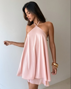 Short halter A-line pure elegant summer dress for women