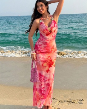 Summer flowers decoration romantic mesh dress for women