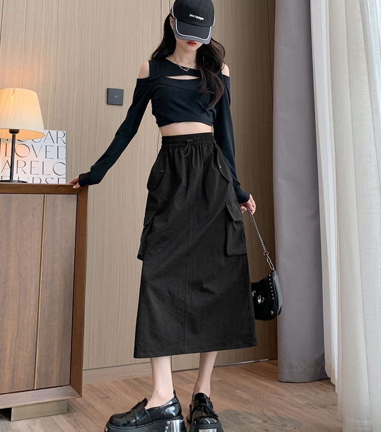 High waist skirt slit work clothing for women