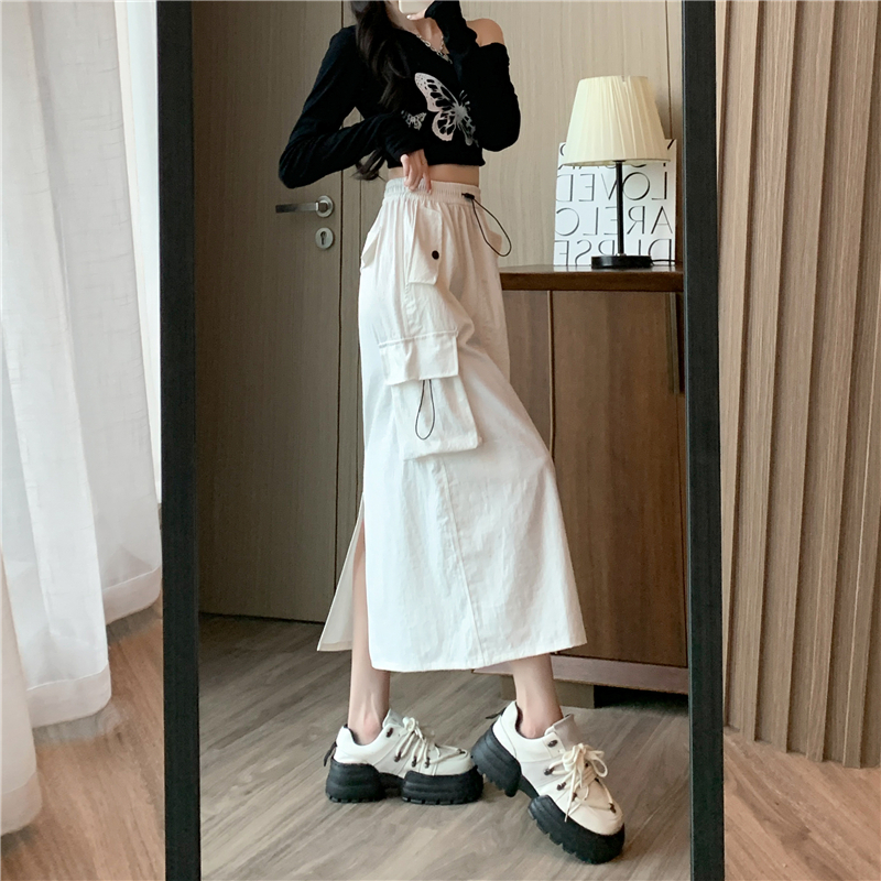 High waist skirt slit work clothing for women