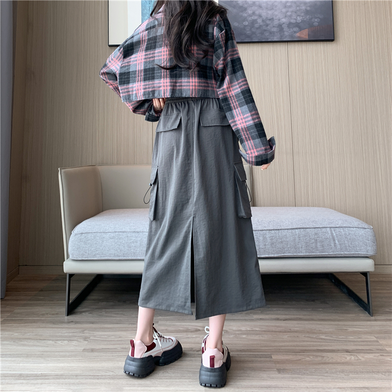 High waist skirt slit work clothing for women