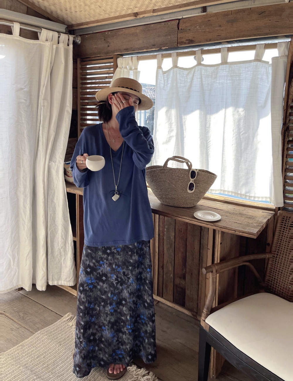 A-line mixed colors temperament floral long frenum skirt