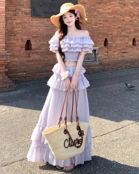 Lotus leaf edges tender tops tassels short skirt