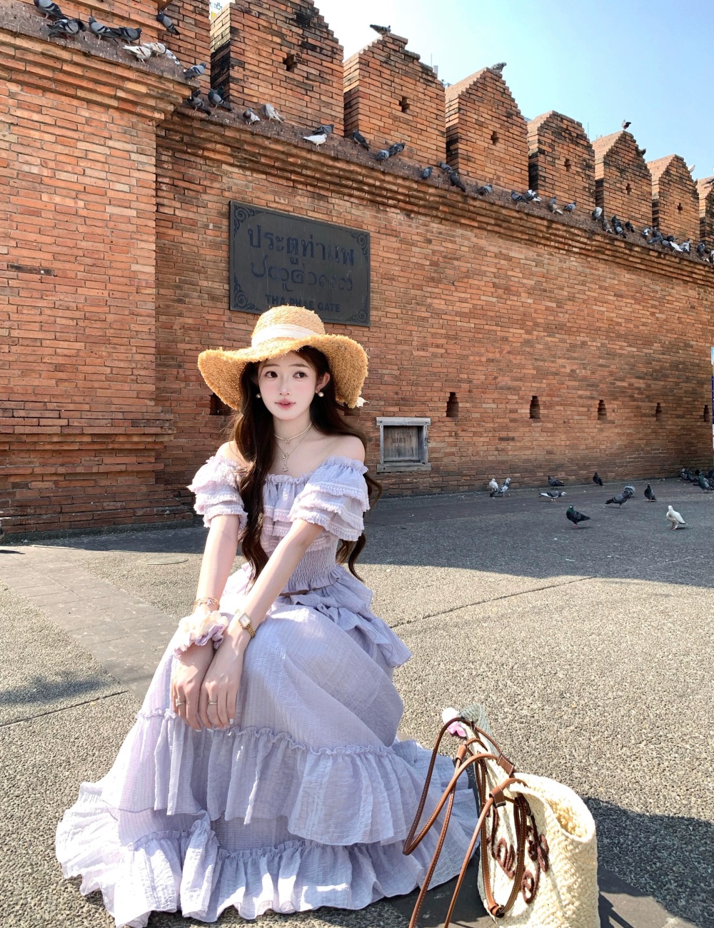 Lotus leaf edges tender tops tassels short skirt