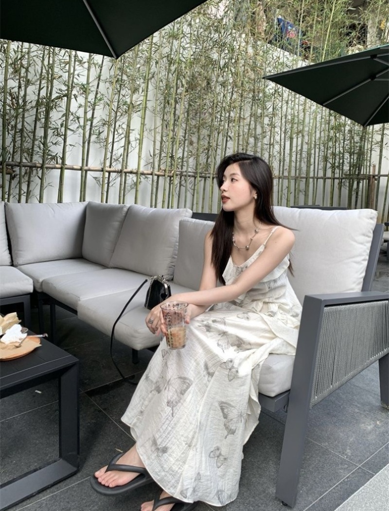 Slim summer vest printing skirt a set for women