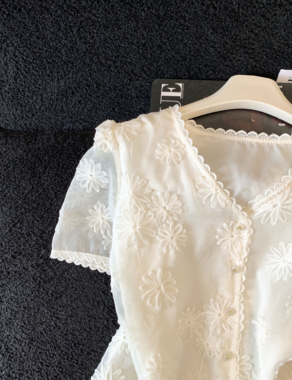 Chiffon embroidery shirts slim tops for women