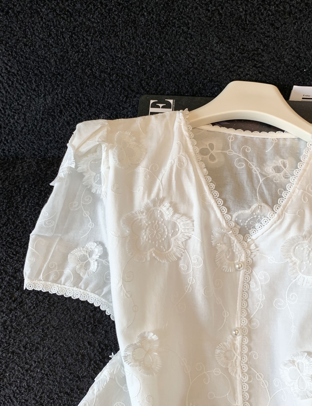 Slim summer shirts lace embroidery tops for women