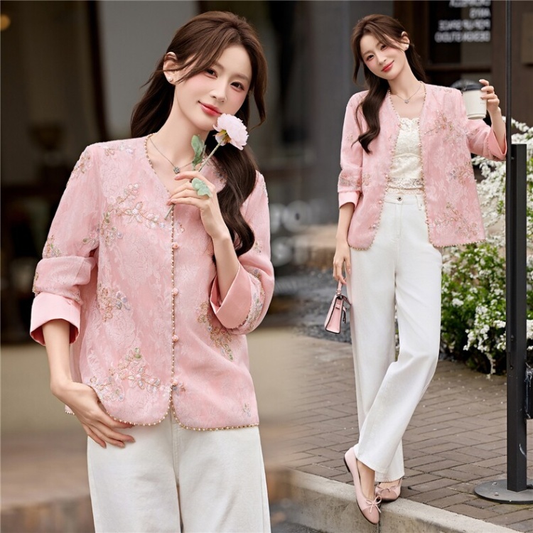 Jacquard embroidery spring fashion temperament coat