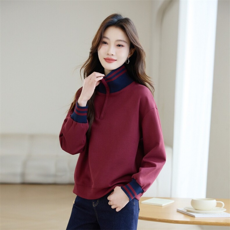 Temperament hoodie cstand collar tops for women