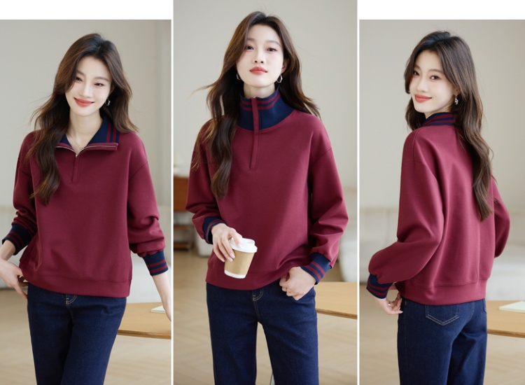 Temperament hoodie cstand collar tops for women