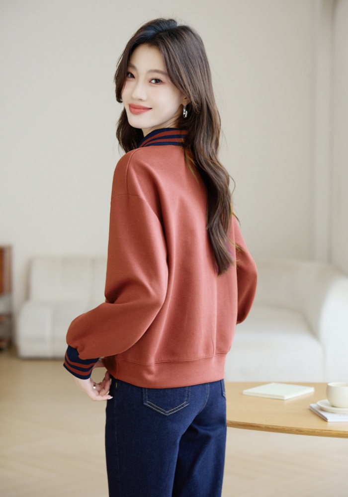 Temperament hoodie cstand collar tops for women