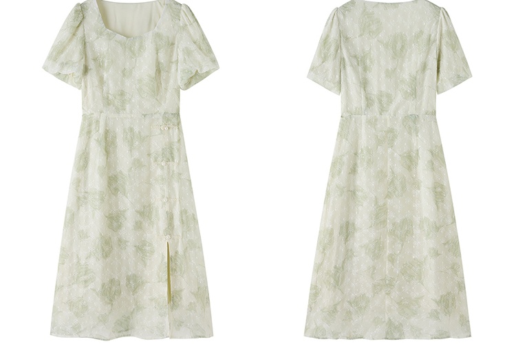 Printing Chinese style pinched waist dress