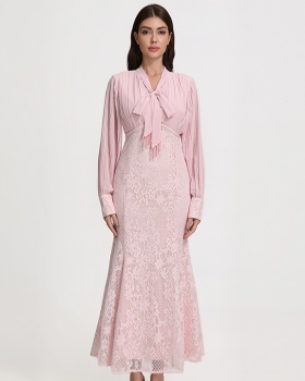 Pinched waist mermaid temperament court style dress