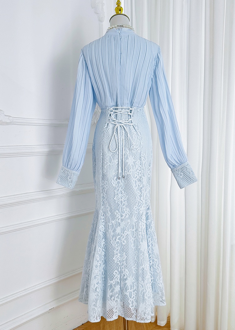 Pinched waist mermaid temperament court style dress