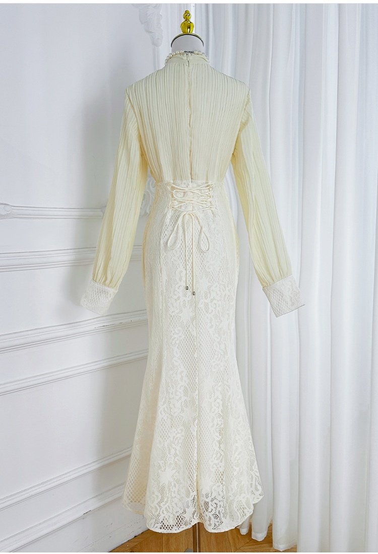 Pinched waist mermaid temperament court style dress