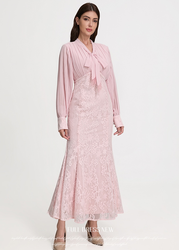 Pinched waist mermaid temperament court style dress