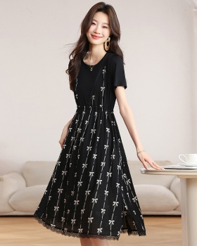 Summer small fellow A-line pinched waist dress