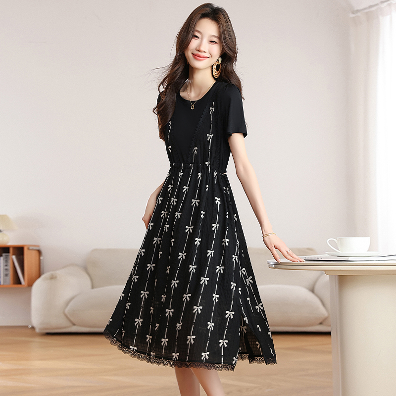 Summer small fellow A-line pinched waist dress