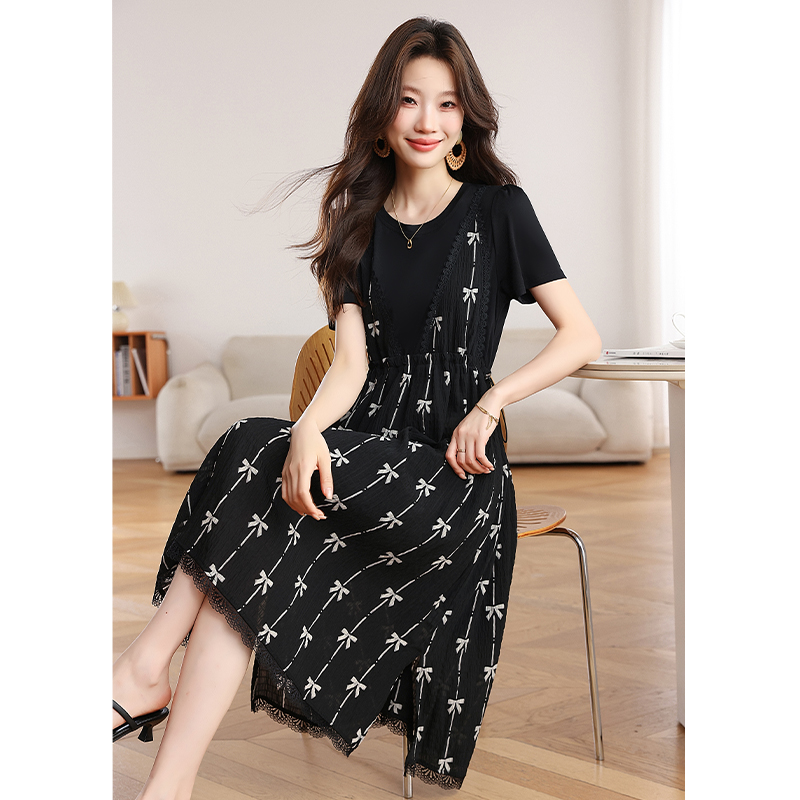 Summer small fellow A-line pinched waist dress