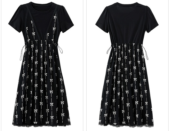 Summer small fellow A-line pinched waist dress