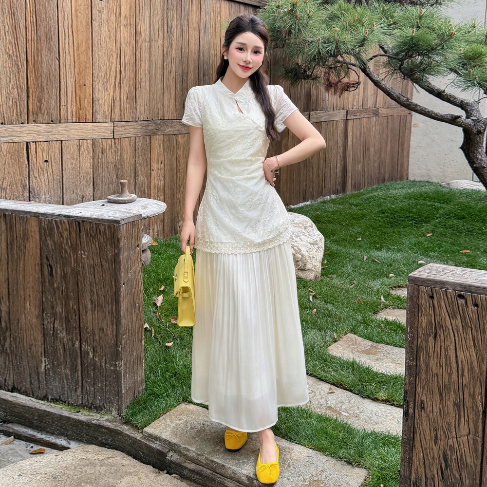 Summer big skirt temperament dress tender splice cheongsam